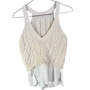 Anthropologie Twofer cable knit sweater tank top cream